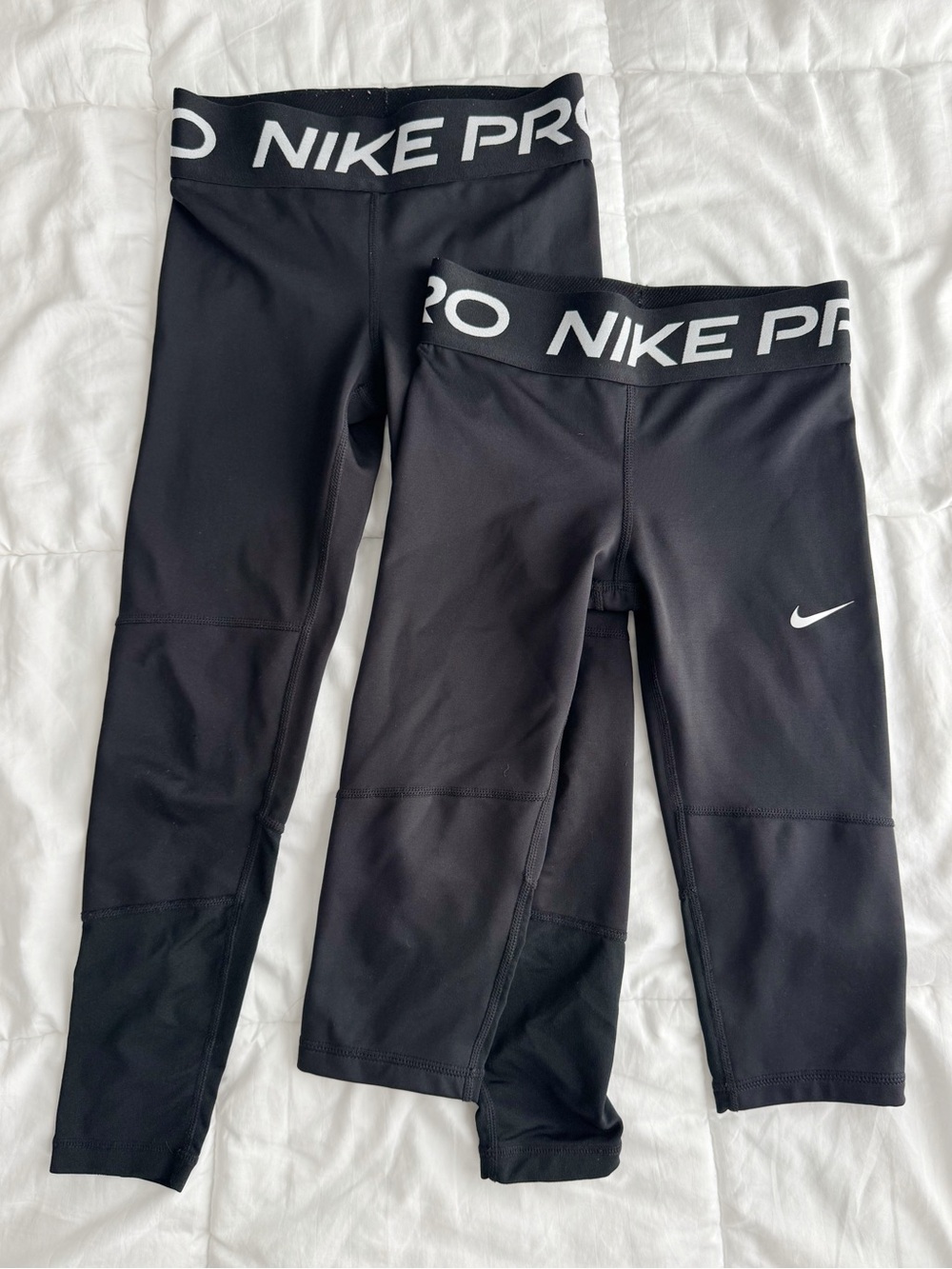 Nike Kids Dri-FIT Black Full Length Leggings and Capri Length Size XS (set of 2)